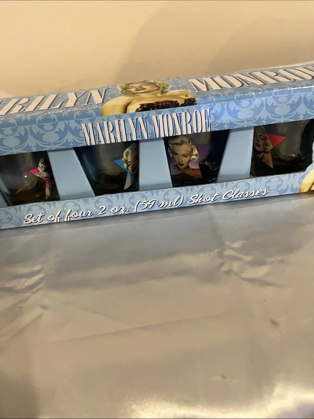 Marilyn Monroe Light Blue Shot Glass Gift Set - 4 Pack